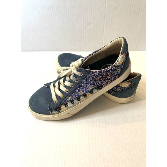 Canvas Native Tennis Shoes Women's 9 Men's 7 Blue Floral Patchwork bohemian - Picture 3 of 14